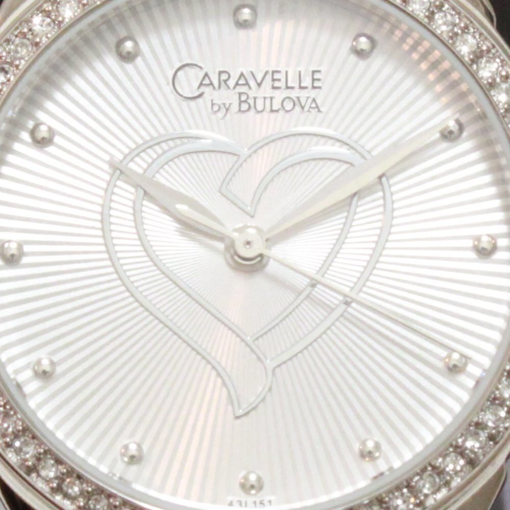 Caravelle Ladies Crystal Bezel Watch By Bulova Silver Tone Silver Heart Dial 32 - Picture 13 of 13